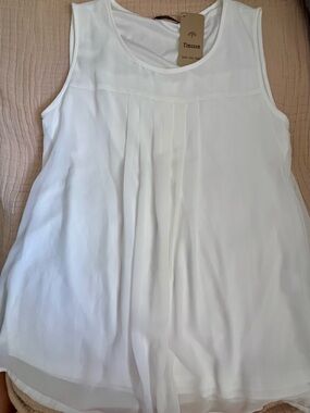 Timeson Women's White Pleated Sleeveless Camisole
